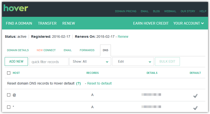 How to access Hover DNS records