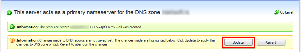 Apply DNS modification on Parallels Plesk Panel