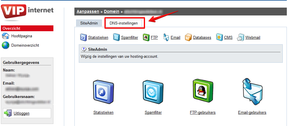 How to access vip.nl DNS zone editor