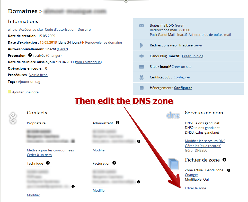 Access Gandi DNS zone