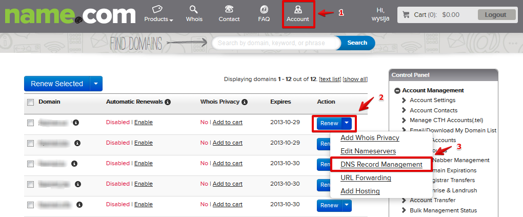 How to access name.com DNS zone editor